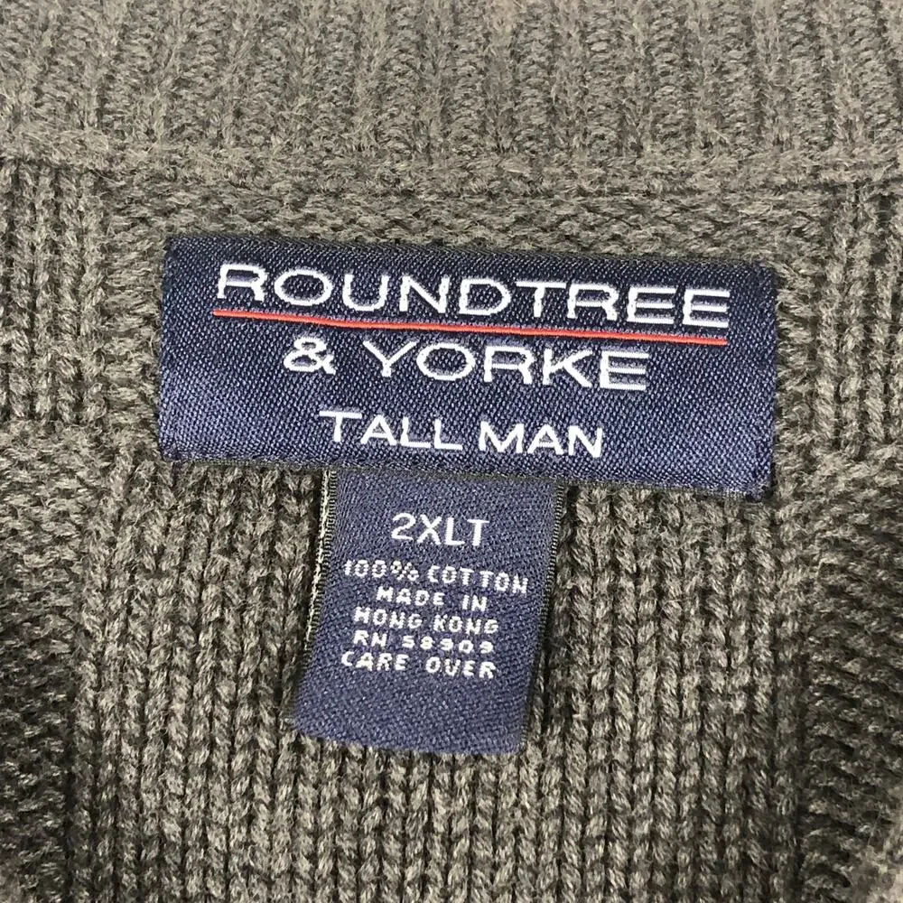 Vintage Roundtree & Yorke Tall Man Sweater 2XLT Pullover Gray Check Pattern